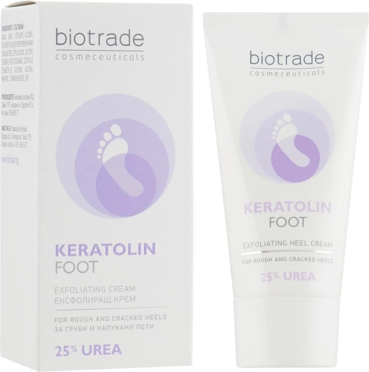Отшелушивающий крем для ног с 25% мочевины со смягчающим действием - Biotrade Keratolin Foot Exfoliating Heel Cream, 50 мл - фото N1
