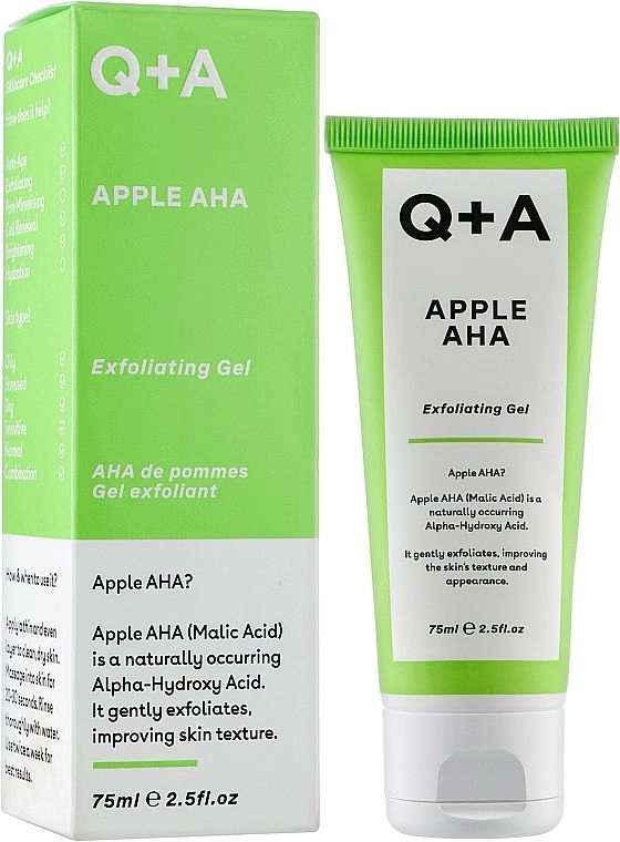 Відлущуючий пілінг гель для обличчя з фруктовими кислотами - Q+A Apple AHA Exfoliating Gel, 75 мл - фото N2