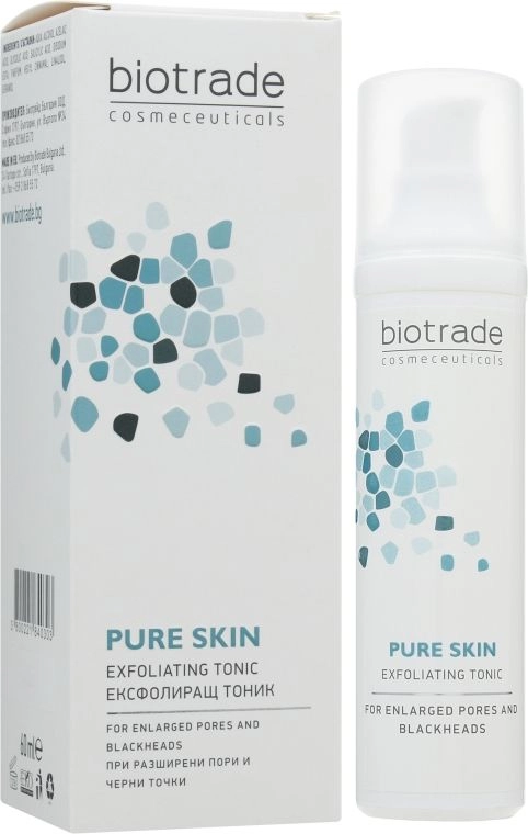 Отшелушивающий тоник с комбинацией азелаиновой, гликоловой и салициловой кислот "Пилинг эффект" - Biotrade Pure Skin Exfoliating Tonic, 60 мл - фото N1