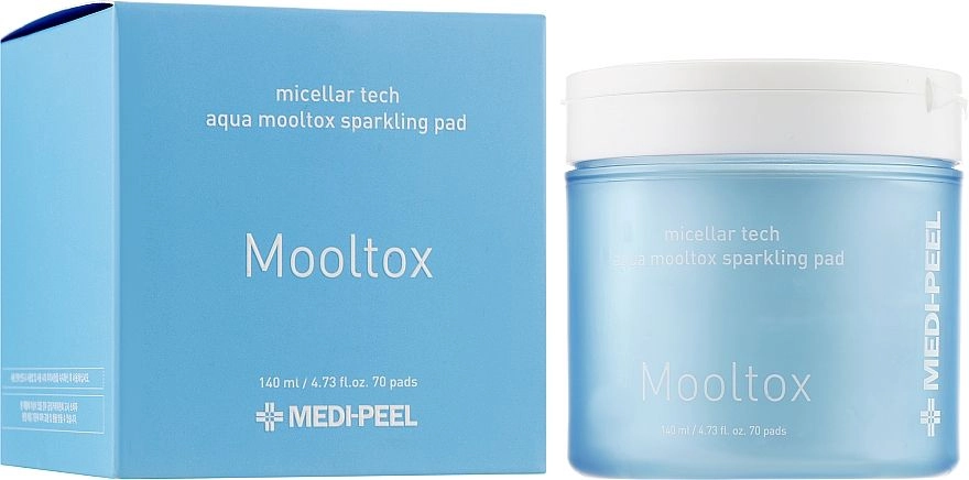 Пілінг-педи для зволоження і очищення шкіри обличчя - Medi peel Aqua Mooltox Sparkling Pad, 70 шт - фото N2
