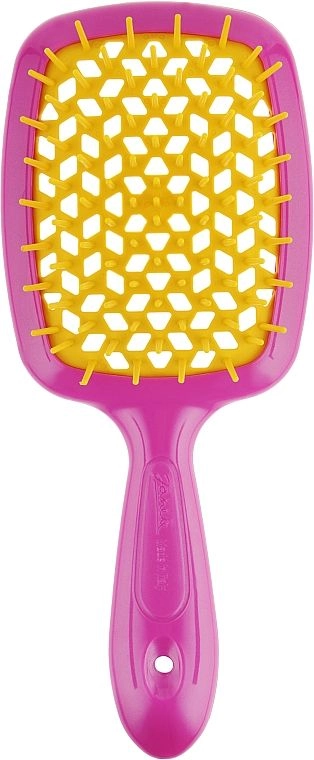 Гребінець для волосся - Janeke Small Superbrush, рожевий з жовтим, маленький - фото N1