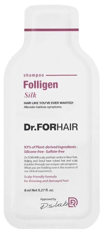 Шампунь для пошкодженого волосся - Dr. ForHair Folligen Silk Shampoo, пробник, 8 мл - фото N1