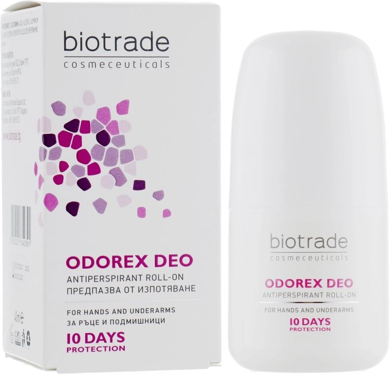 Шариковый антиперспирант длительного действия "До 10 дней без пота и запаха" - Biotrade Odorex Deo Antiperspirant Roll-On, 40 мл - фото N1