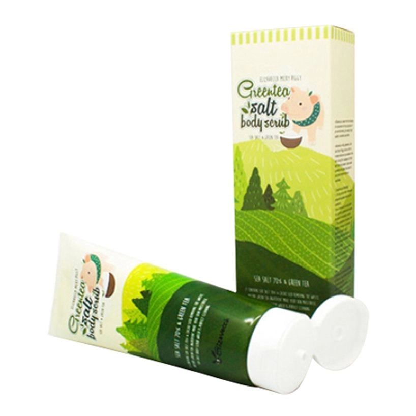 Скраб для тела с экстрактом зеленого чая - Elizavecca Body Care Milky Piggy Greentea Salt Body Scrub, 300 г - фото N4