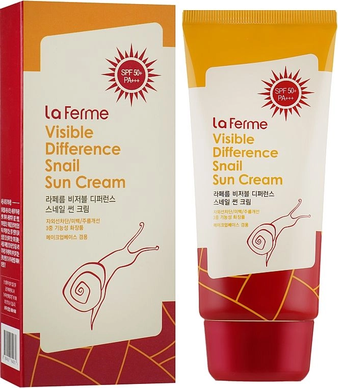 Сонцезахисний крем з екстрактом равлика - FarmStay Visible Difference Snail Sun Cream SPF 50+, 70 мл - фото N1