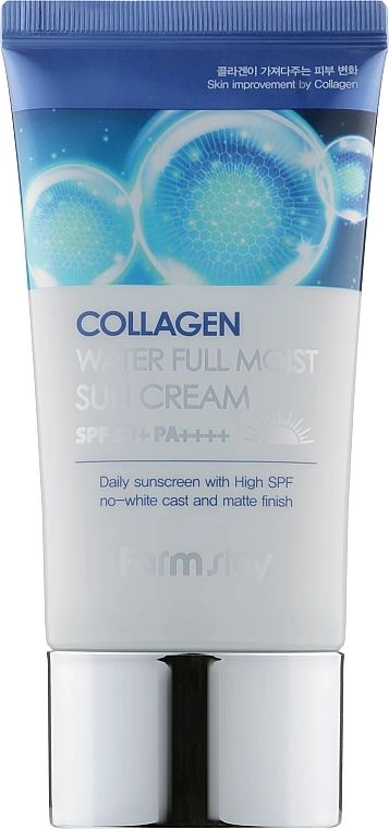 Сонцезахисний зволожуючий крем з колагеном - FarmStay Collagen Water Full Moist Sun Cream SPF 50+ Pa+++, 50 мл - фото N2