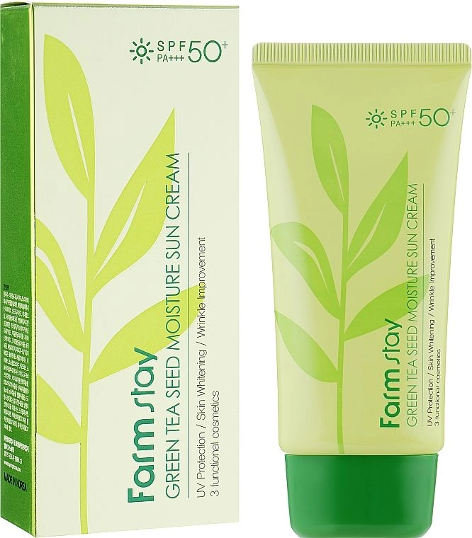 Сонцезахисний зволожуючий крем з насінням зеленого чаю - FarmStay Green Tea Seed Moisture Sun Cream SPF 50+ Pa+++, 70 г - фото N1