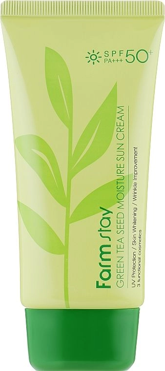 Сонцезахисний зволожуючий крем з насінням зеленого чаю - FarmStay Green Tea Seed Moisture Sun Cream SPF 50+ Pa+++, 70 г - фото N2