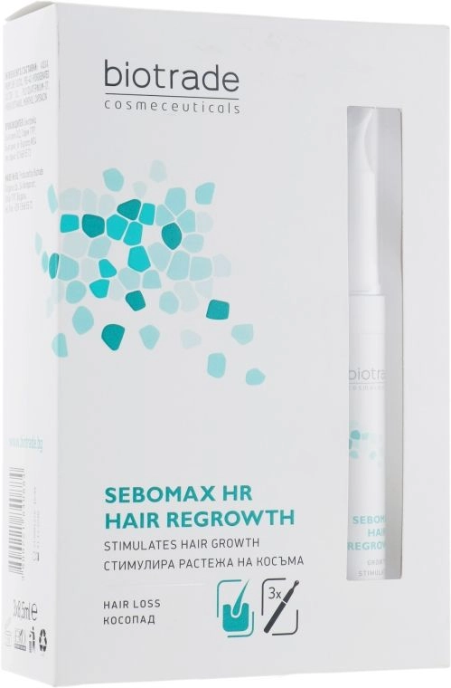 Стимулирующий гель для лечения и профилактики выпадения волос на всех стадиях - Biotrade Sebomax Hair Regrowth Stimulating Hair Gel, 3х8,5 мл - фото N4