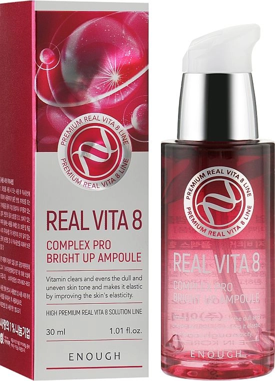 Сироватка для обличчя з комплексом вітамінів - Enough Real Vita 8 Complex Pro Bright Up Ampoule, 30 мл - фото N1
