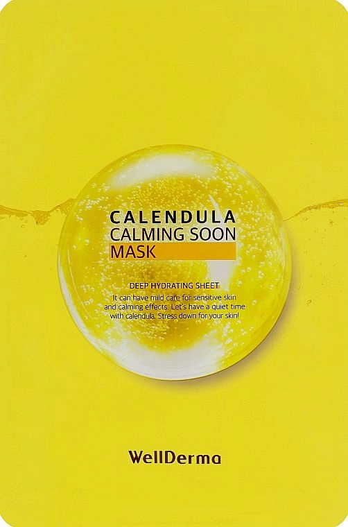 Тканинна маска для обличчя з календулою - WellDerma Calendula Calming Soon Mask, 30 мл, 1 шт - фото N1
