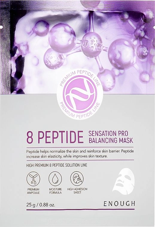Тканинна маска для обличчя з комплексом пептидів - Enough 8 Peptide Sensation Pro Balancing Mask Pack, 1 шт - фото N1