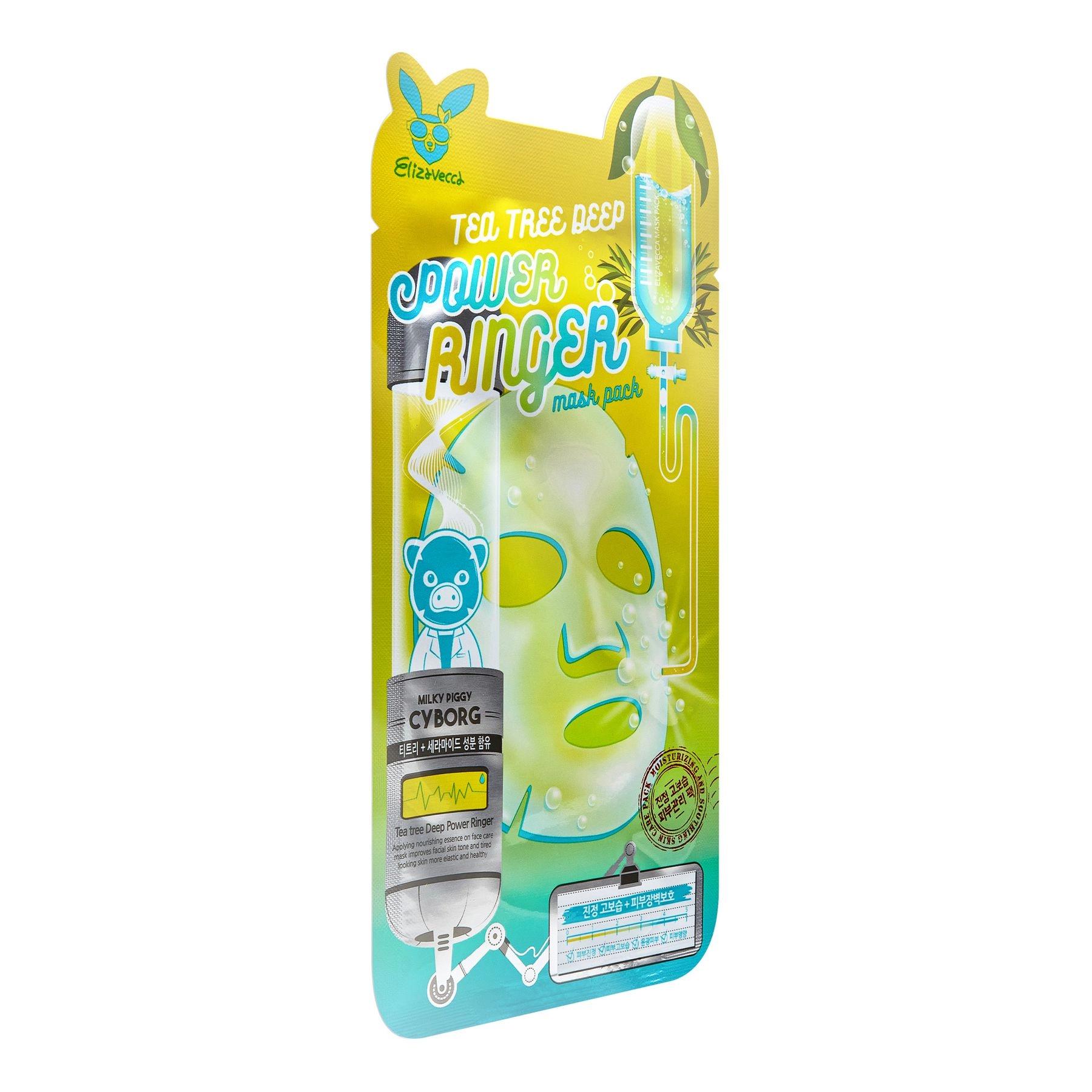 Тканевая маска для проблемной кожи - Elizavecca Face Care Tea Tree Deep Power Ringer Mask, 1 шт - фото N3