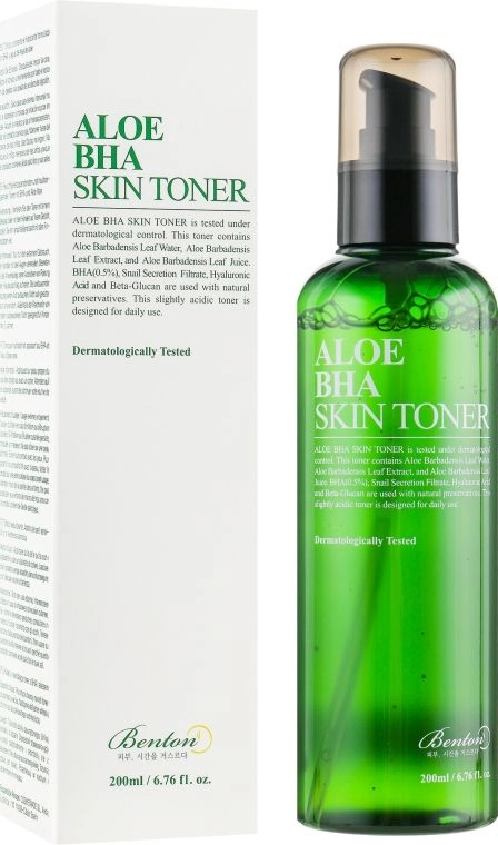 Тонер для обличчя з алое та саліциловою кислотою - Benton Aloe BHA Skin Toner, 200 мл - фото N1