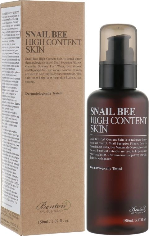 Тонер з муцином равлики та бджолиною отрутою - Benton Snail Bee High Content Skin Toner, 150 мл - фото N1