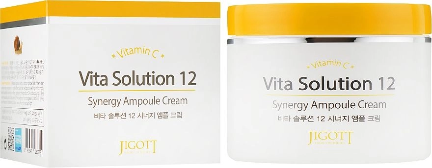 Тонизирующий ампульный крем для лица с витамином С - Jigott Vita Solution 12 Synergy Ampoule Cream, 100 мл - фото N2