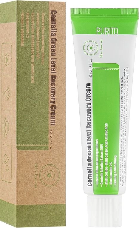 Заспокійливий крем для відновлення шкіри обличчя з центелою - PURITO Centella Green Level Recovery Cream, 50 мл - фото N1