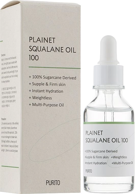 Зволожуюча олія сквалана для обличчя, тіла та волосся - PURITO Plainet Squalane Oil 100%, 30 мл - фото N1