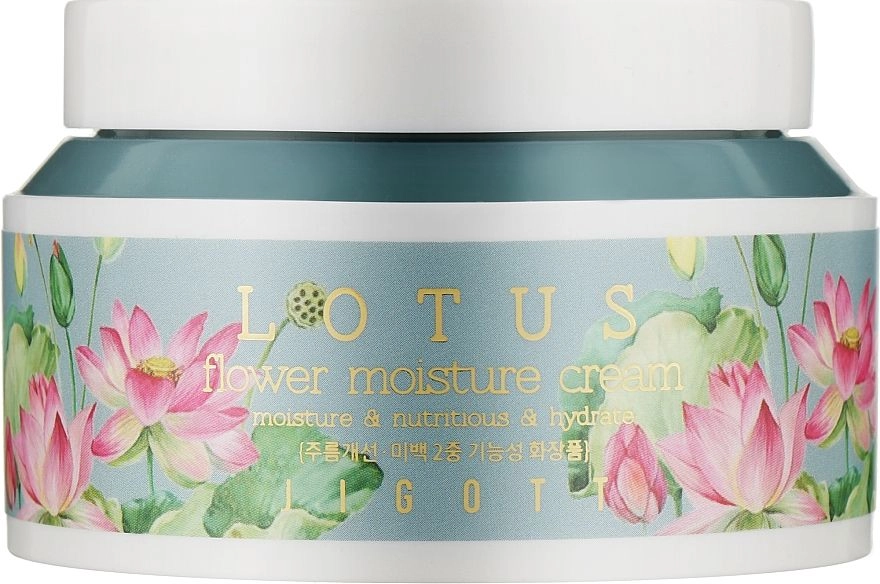 Увлажняющий крем для лица с экстрактом лотоса - Jigott Flower Lotus Moisture Cream, 100 мл - фото N1