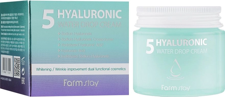 Зволожуючий крем з гіалуроновою кислотою - FarmStay Hyaluronic 5 Water Drop Cream, 80 мл - фото N1