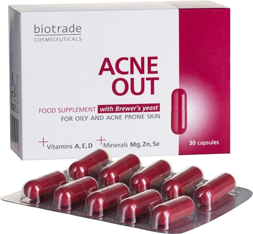 Вітамінно-мінеральний комплекс для жирної та схильної до акне шкіри - Biotrade Acne Out Buds, 30 капсул - фото N1