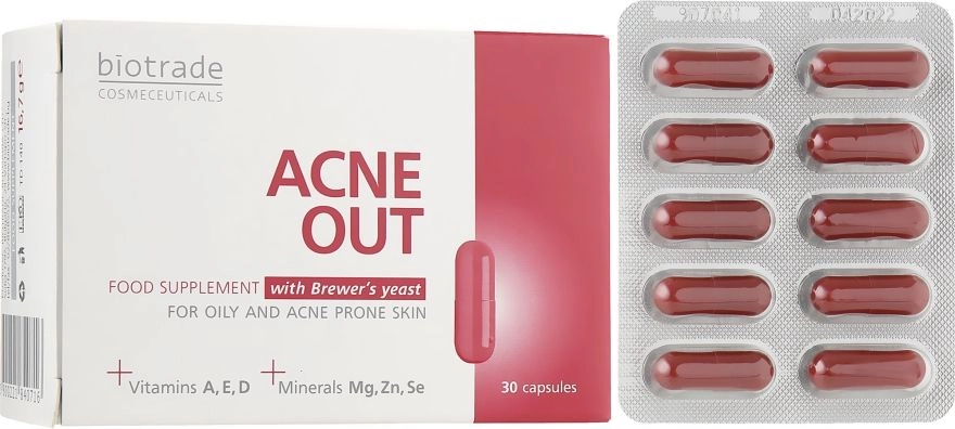 Вітамінно-мінеральний комплекс для жирної та схильної до акне шкіри - Biotrade Acne Out Buds, 30 капсул - фото N3