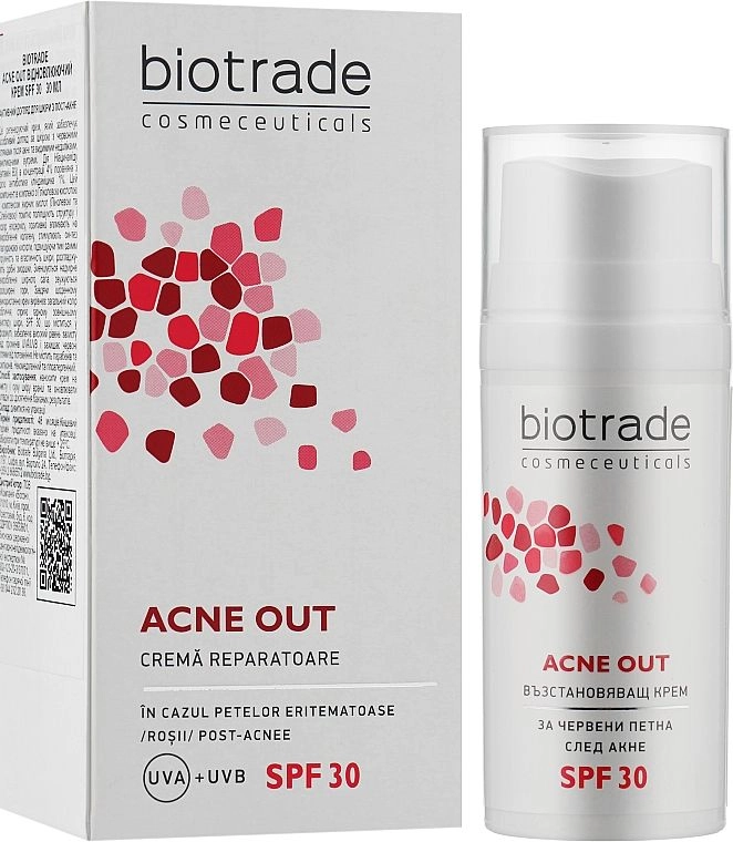 Відновлюючий крем з SPF 30 для шкіри з дефектами - Biotrade ACNE OUT SPF 30, 30 мл - фото N1