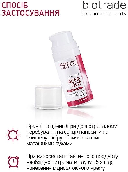 Відновлюючий крем з SPF 30 для шкіри з дефектами - Biotrade ACNE OUT SPF 30, 30 мл - фото N5