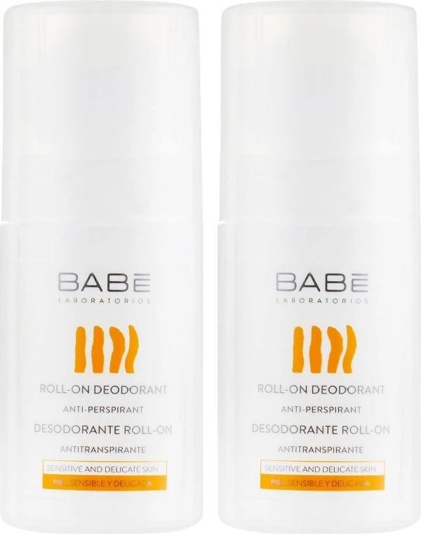 BABE Laboratorios Набір дезодорант-антиперспірантів унісекс "24 години захист та комфорт" Babe Laboratorios Roll-On Deodorant, 2шт 50мл - фото N2