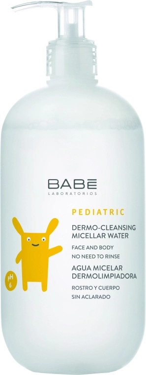 BABE Laboratorios Дитяча дерматологічна міцелярна вода для делікатного очищення шкіри Babe Laboratorios PEDIATRIC Dermo-Cleansing Micellar Water, 500мл - фото N1
