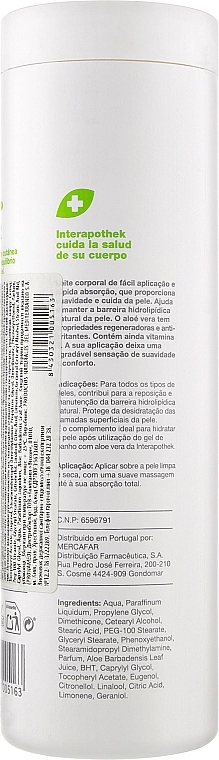 Зволожуюче молочко для тіла з екстрактом Алое Вера - Interapothek Leche Hidratante Corporal Aloe Vera, 400 мл - фото N2