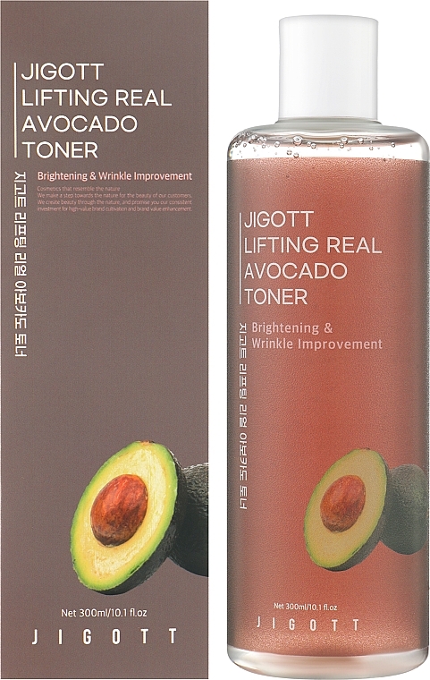 Антивіковий підтягуючий тонер з екстрактом авокадо - Jigott Lifting Real Avocado Toner, 300 мл - фото N2