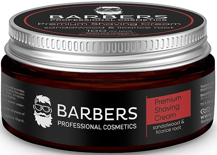 Крем для гоління із заспокійливим ефектом - Barbers Premium Shaving Cream Sandalwood-Licorice Root, 100 мл - фото N2
