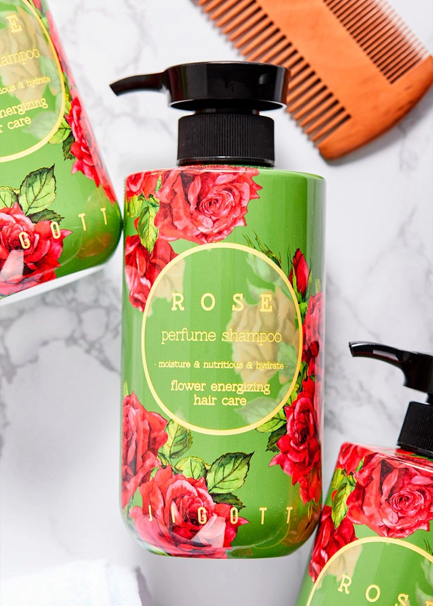 Парфумований шампунь для волосся з трояндою Jigott - Jigott Rose Perfume Shampoo, 500 мл - фото N2