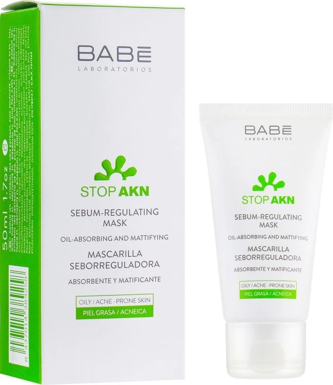 BABE Laboratorios Себорегулююча маска з білою глиною для жирної та проблемної шкіри Stop AKN Sebum-Regulating Mask, 50мл - фото N1