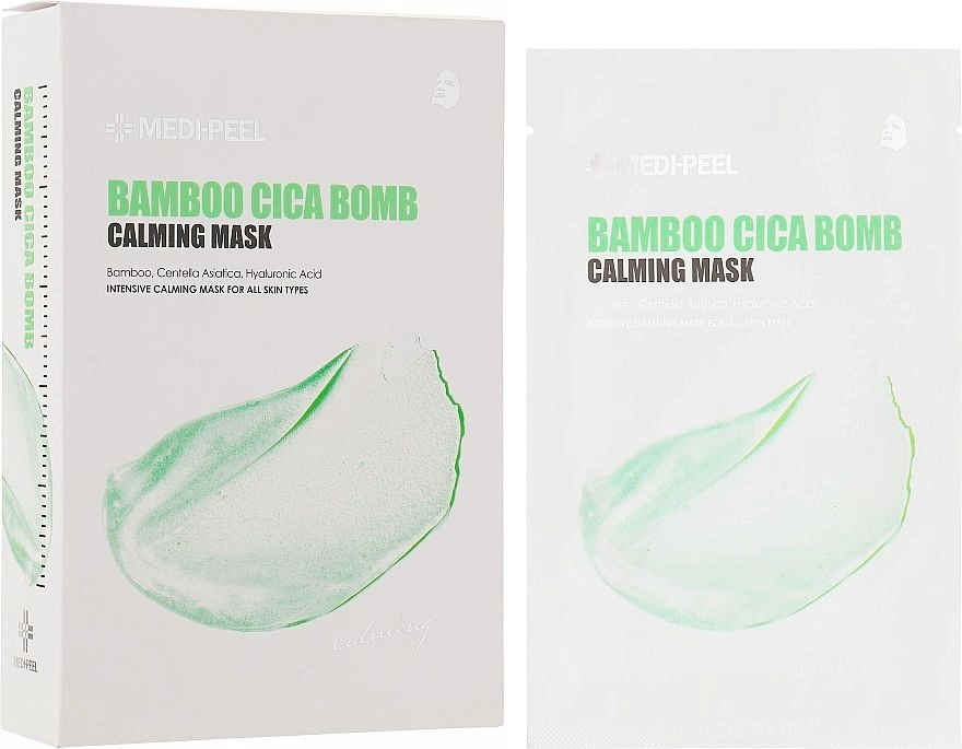 Заспокійлива тканинна маска з бамбуком і центелою для обличчя - Medi peel Bamboo Cica Bomb Calming Mask, 25 мл - фото N2