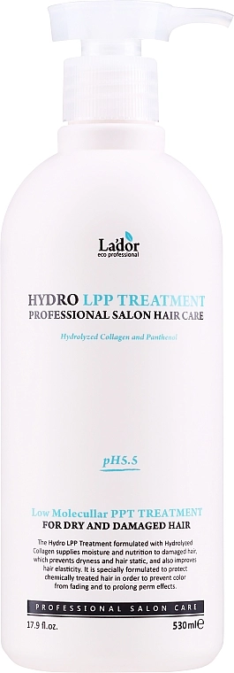 Відновлююча протеїнова маска з колагеном для сухого, пошкодженого волосся - La'dor Hydro LPP Treatment, 530 мл - фото N1