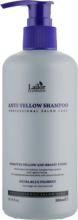 Шампунь против желтизны осветленных волос с фиолетовым пигментом и кератином - La'dor Anti Yellow Shampoo, 300 мл - фото N1