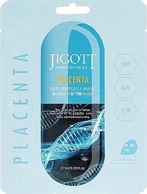 Тканинна маска для обличчя з екстрактом плаценти - Jigott Placenta Real Ampoule Mask, 27 мл - фото N1