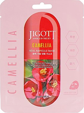 Ампульна маска Камелія - Jigott Camellia Real Ampoule Mask, 27 мл - фото N1