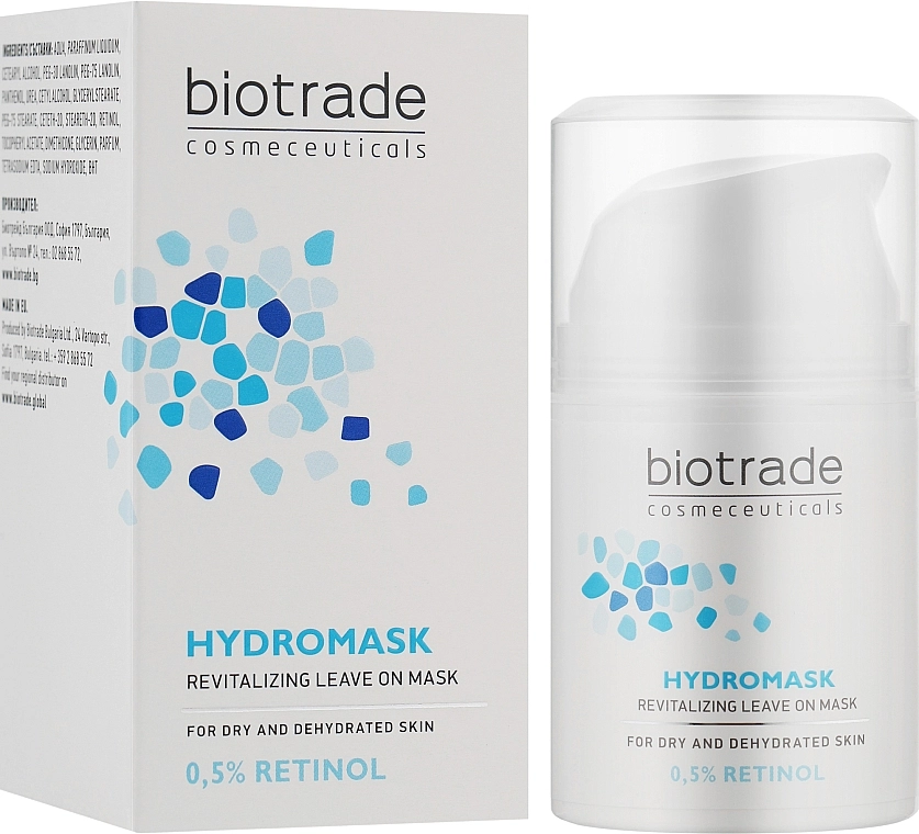 Зволожуюча незмивна маска для обличчя з ретинолом - Biotrade Pure Skin Hydro Mask Revitalizing Leave On Mask 0,5% Retinol, 50 мл - фото N1