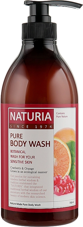 Гель для душа Клюква-Апельсин - Naturia Pure Body Wash Cranberry and Orange, 750 мл - фото N1