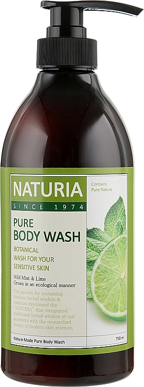 Гель для душу М'ята-Лайм - Naturia Pure Body Wash Wild Mint and Lime, 750 мл - фото N1