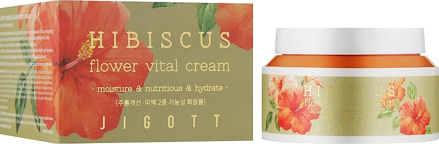 Крем для лица Антивозрастной с экстрактом гибискуса x - Jigott Hibiscus Flower Vital Cream, 100 мл - фото N2