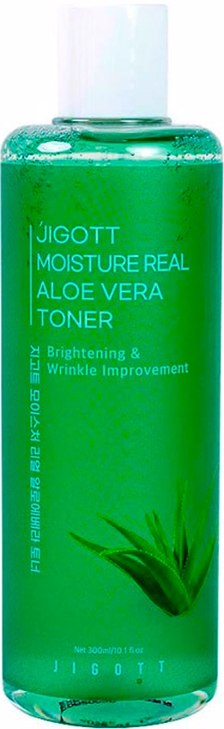 Освежающий тонер с экстрактом алоэ вера - Jigott Moisture Real Aloe Vera Toner, 300 мл - фото N1