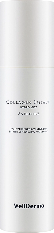 Спрей для обличчя зволоження - WellDerma Collagen Impact Hydro Mist Sapphire, 150 мл - фото N1