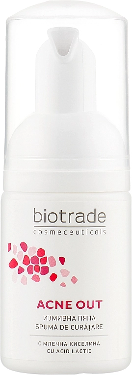 Ніжна очищуюча піна з молочною кислотою для будь-якого типу шкіри - Biotrade Acne Out Cleansing Face Foam, мини, 20 мл - фото N1