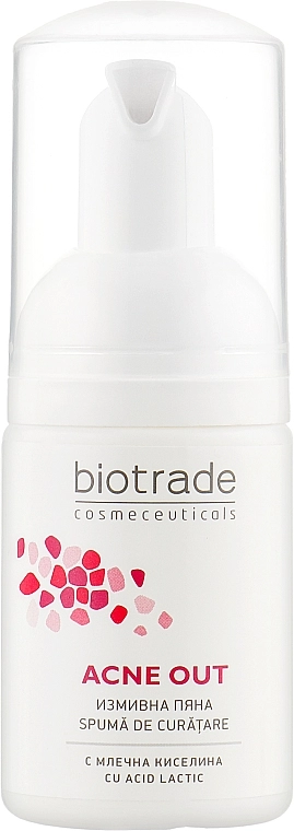 Нежная очищающая пена с молочной кислотой для любого типа кожи - Biotrade Acne Out Cleansing Face Foam, мини, 20 мл - фото N1