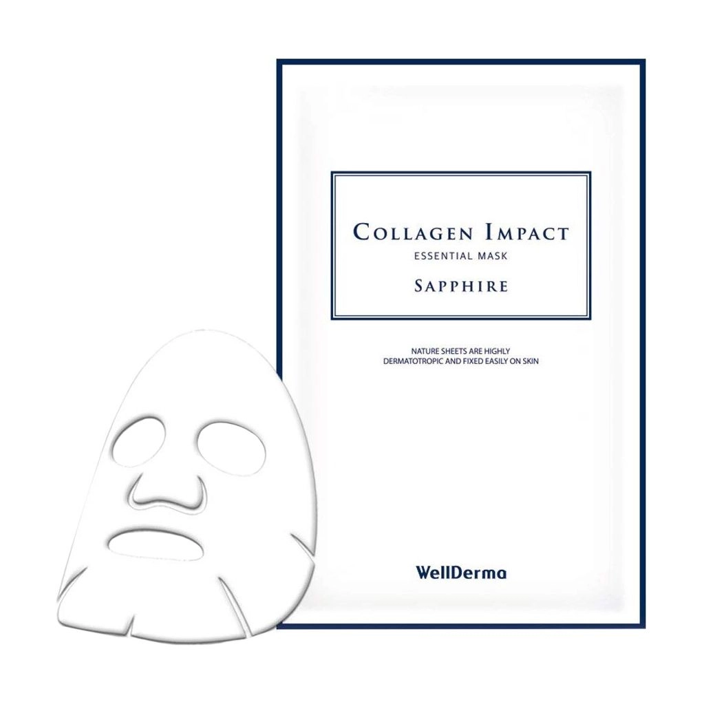 Тканевая сапфировая маска с морским коллагеном - WellDerma Collagen Impact Essential Mask Sapphire, 25 мл, 1шт - фото N1