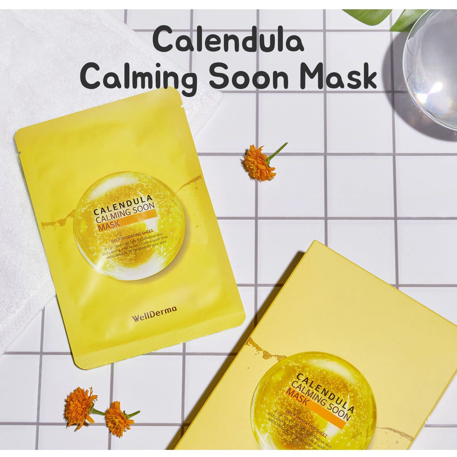 Тканинна маска для обличчя з календулою - WellDerma Calendula Calming Soon Mask, 30 мл, 1 шт - фото N4